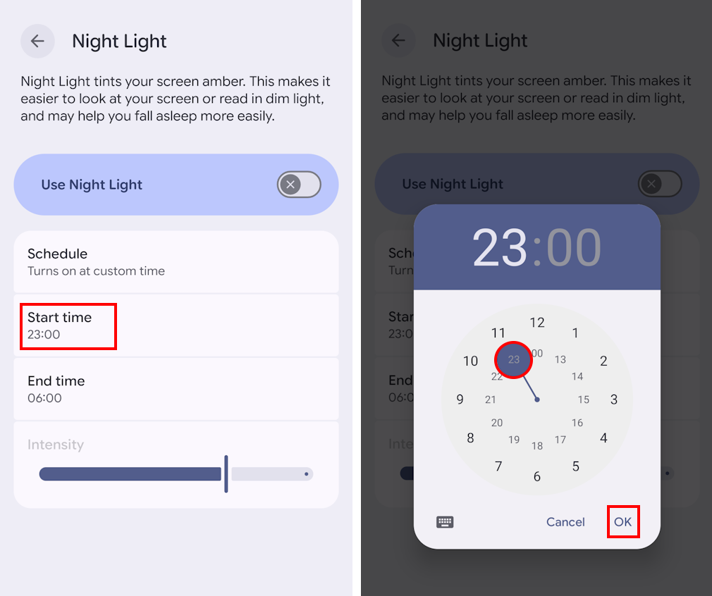 Tap Start time and set a new time